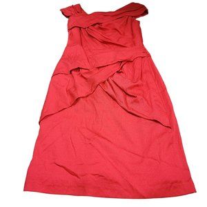 Tadashi Shoji‎ Womens 8 Cocktail Dress Fuchsia One Asemetrical Neckline Gathered